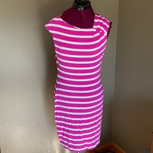 Calvin Klein Magnet & White Striped Dress (Size 8)